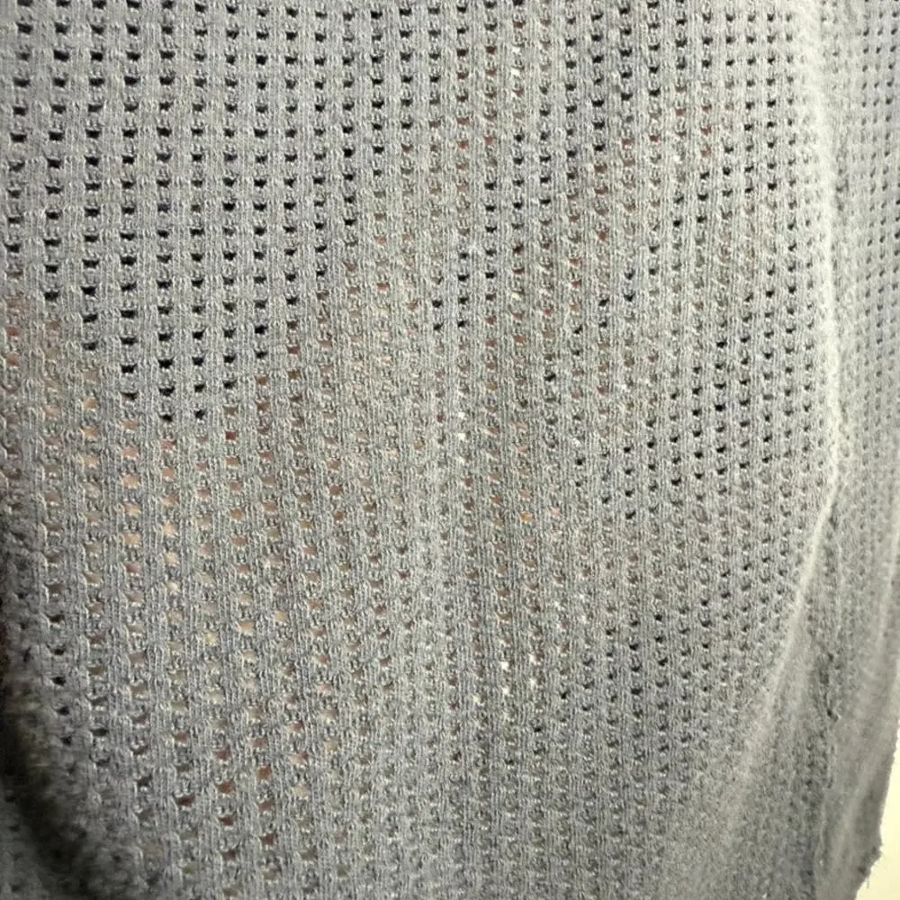 Free‎ People Strawberry Fields Perforated Top Women XS Black Cuffed Sleeves Boho
